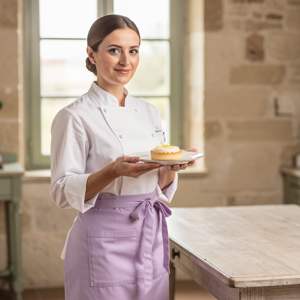Pastry Lead Elena Conti plating desserts