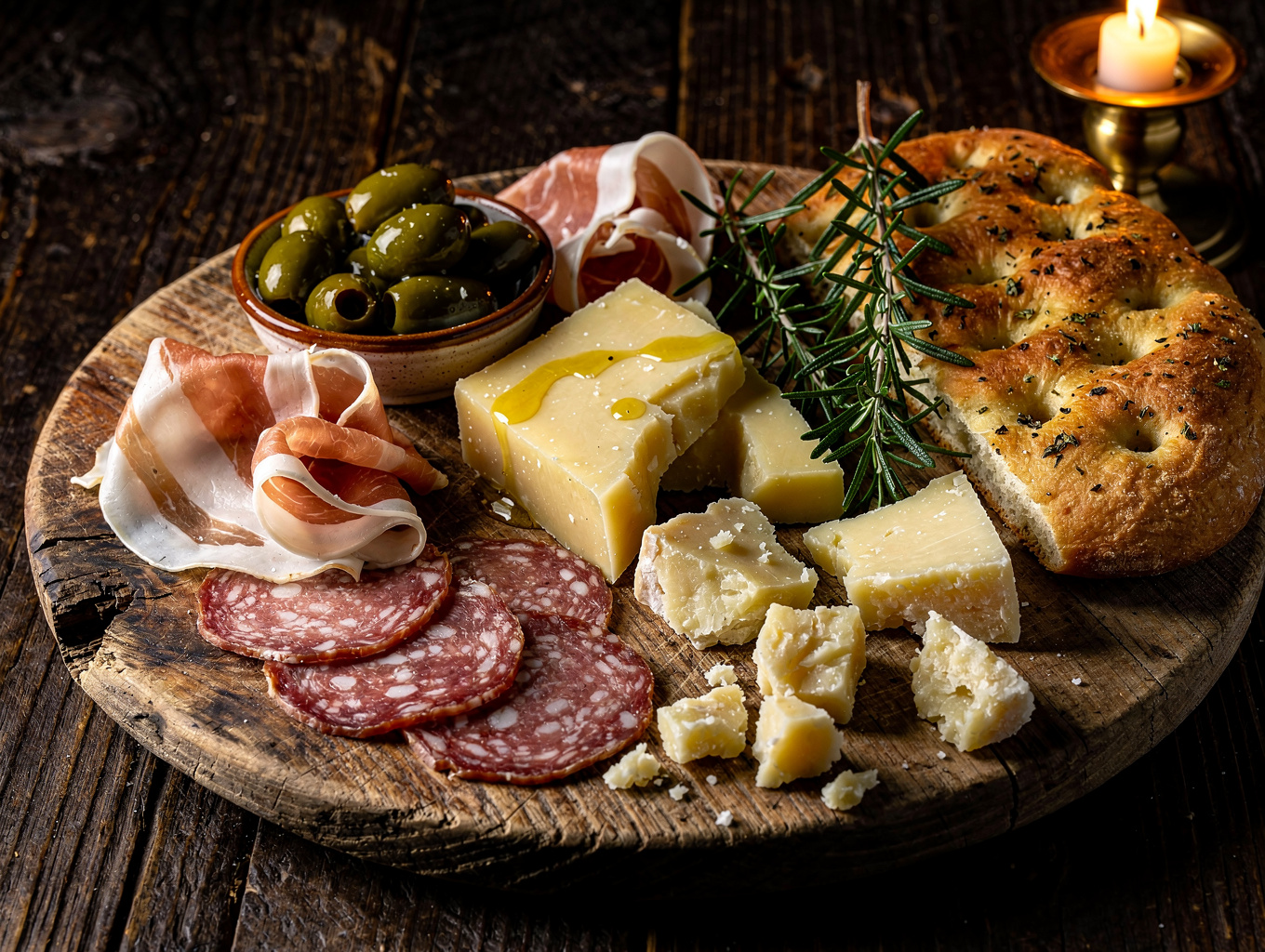 Selection of authentic Italian DOP ingredients and olive oil