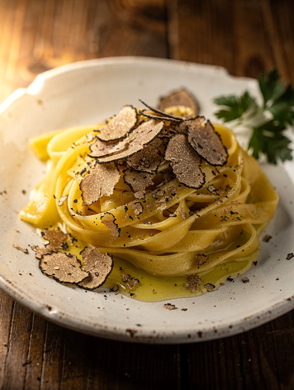 Tagliolini freschi con scaglie di tartufo nero